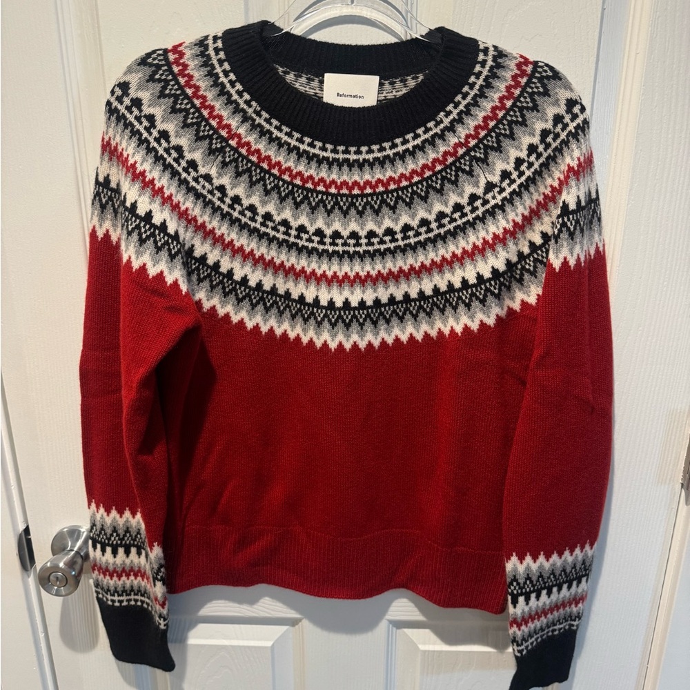 Reformation Sam Cashmere Fairisle Crew